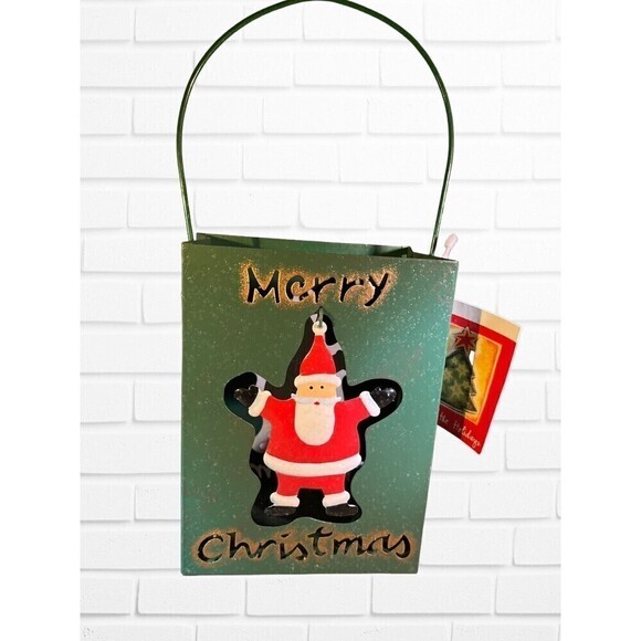 Christmas Candle Holder Tealight Votive Pillar Type Santa Claus Green Red White - Picture 1 of 8